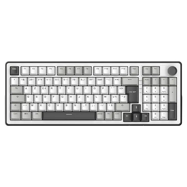 The G-Lab Vezeték nélküli Gamer Billentyűzet - KEYZ ELITE 400 WG/US (RGB, 2,4Ghz+BT+Wired, 1000Hz, USB, fehér-szü angol)