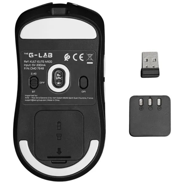 The G-Lab Vezeték nélküli Gamer Egér - KULT ELITE M100 (26000 DPI, 1000Hz, 400Mah, Huano swich, 55g, 2,4Ghz+BT+wire) – 4. kép