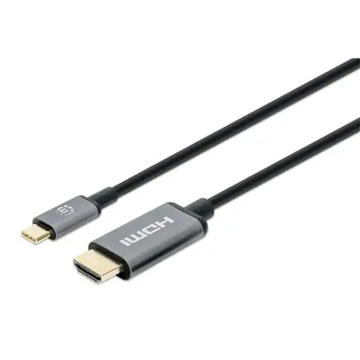 Manhattan Kábel - USB-C to HDMI aranyozott, 2m, Fekete