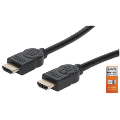 Manhattan Kábel - HDMI to HDMI (HDR, HEC, ARC, 4K@60Hz, HDR, 5m, 18 Gbps Fekete)