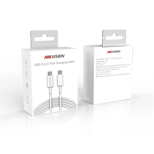 Hikvision HIKSEMI Kábel - Type-C to Type-C (Fehér, 1m, max. 20V/3A, 60W, 480MB/s)