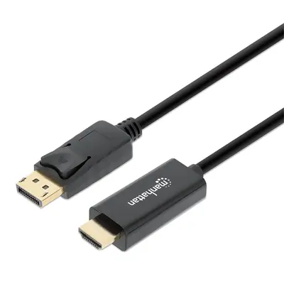 Manhattan Kábel - DisplayPort to HDMI ( DisplayPort 1.2, 4K@60hz, 1.8m, Fekete)