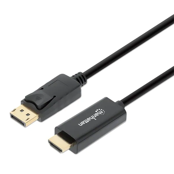 Manhattan Kábel - DisplayPort to HDMI ( DisplayPort 1.2, 4K@60hz, 1.8m, Fekete)