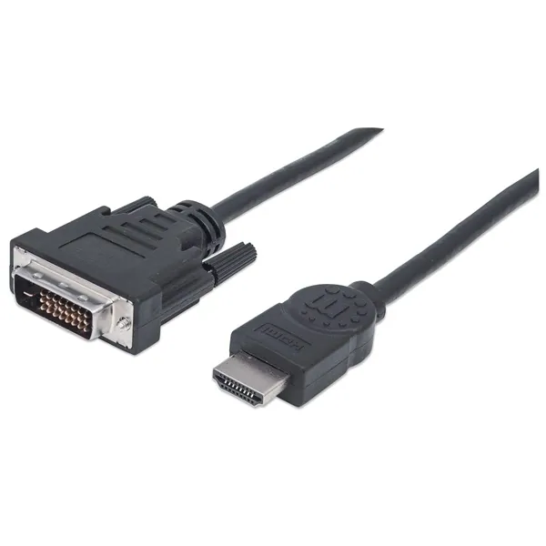 Manhattan Kábel - HDMI to DVI ( 1m; HDMI 19 pin - DVI-D Dual Link, Fekete)