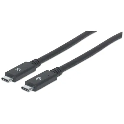 Manhattan Kábel - USB-C Male to USB-C Male, 2m, 60W/3A, 4K@60Hz, Fekete