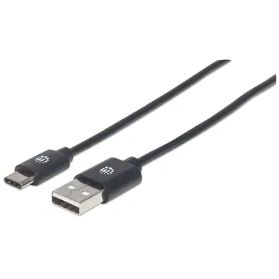 Manhattan Kábel - USB 2.0 Type-A to Type-C, 0.5m, Fekete