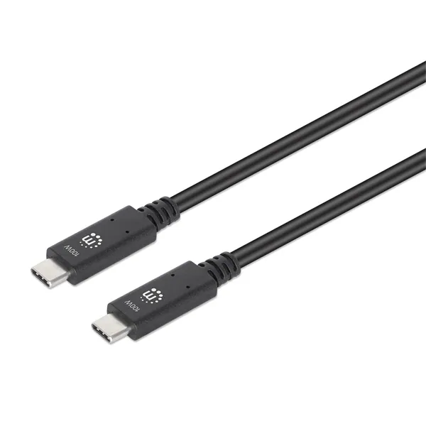 Manhattan Kábel - USB-A Male to USB-C Male, 1m, 100W/5A, 4K@60Hz, Fekete