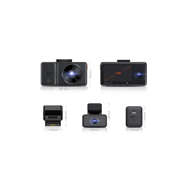 Vantrue Dash Cam - E3 (WiFi+GPS autóskamera első + hátsó+ belső, 1944p+2x1080p, WDR, HDR, 512GB MicroSD támogatás) – 2. kép