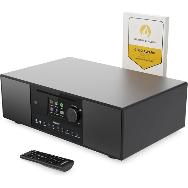 Majority All-in-One lejátszó - Quadriga (120W, BT, DAB+/FM, internet rádió, CD lejátszó, Spotify, Távírányító)