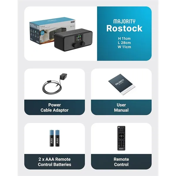 Majority Internet rádió - Rostock (10W, Bluetooth 5.2, FM Rádió, Spotify, USB) – 2. kép