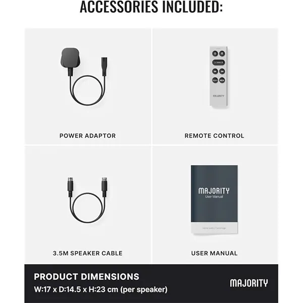 Majority Hangszóró 2.0 - D70X Fekete (70W, Bluetooth 5.3, USB, AUX, HDMI ARC, RCA, USB, Optikai, Távírányító) – 3. kép