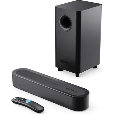 Majority Hangszóró Soundbar - Bowfell Axis 2.1 Atmos (200W, BT 5.0, HDMI ARC, AUX, USB, Optikai, Távírányító, Mélynyomó)