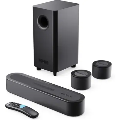 Majority Hangszóró Soundbar - Bowfell Halo 5.1 Atmos (300W, BT 5.3, HDMI ARC, AUX, USB, Optikai, Távírányító, Mélynyomó)