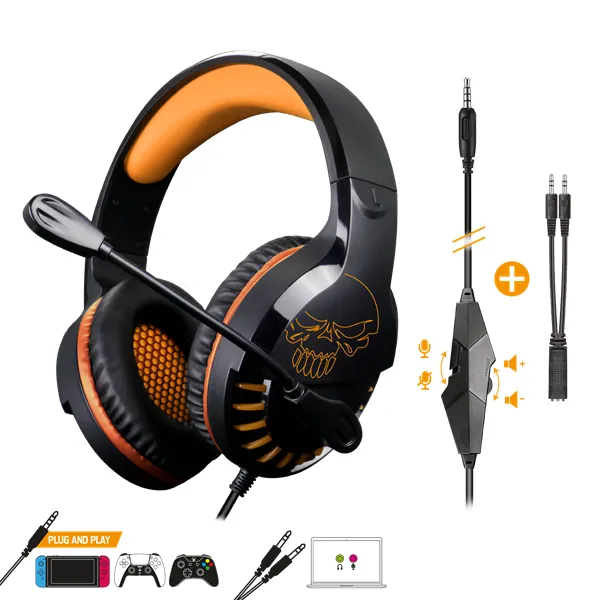 Spirit of Gamer Fejhallgató - PRO-H3 (MultiPlatform, mikrofon, 3.5mm jack, hangerőszabályzó, 2m kábel, narancssárga) – 4. kép