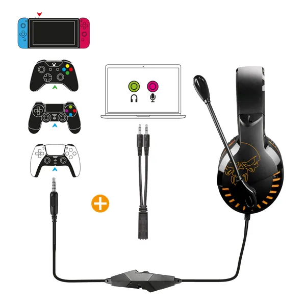 Spirit of Gamer Fejhallgató - PRO-H3 (MultiPlatform, mikrofon, 3.5mm jack, hangerőszabályzó, 2m kábel, narancssárga) – 6. kép