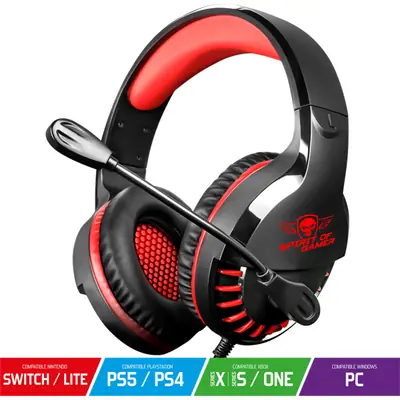 Spirit of Gamer Fejhallgató - PRO-H3 Red (MultiPlatform, mikrofon, 3.5mm jack, hangerőszabályzó, 2m kábel, piros) – 2. kép
