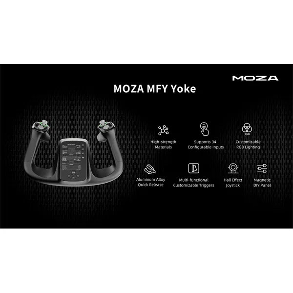 Moza Racing kiegészítő - Flight MFY YOKE vezérlő (Hall effect, RGB) – 3. kép