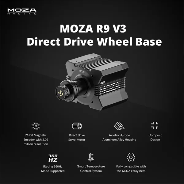 Moza Racing kiegészítő - R9 V3 PC Bázis (Direct Drive, 9Nm, 21bit encoder) – 2. kép