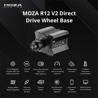 Moza Racing kiegészítő - R12 V2 PC Bázis (Direct Drive, 12Nm, 21bit encoder) – 2. kép