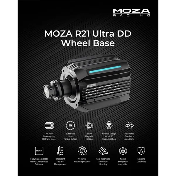 Moza Racing kiegészítő - R21 Ultra Bázis (Direct Drive, 21Nm, 21bit encoder, RGB) – 3. kép
