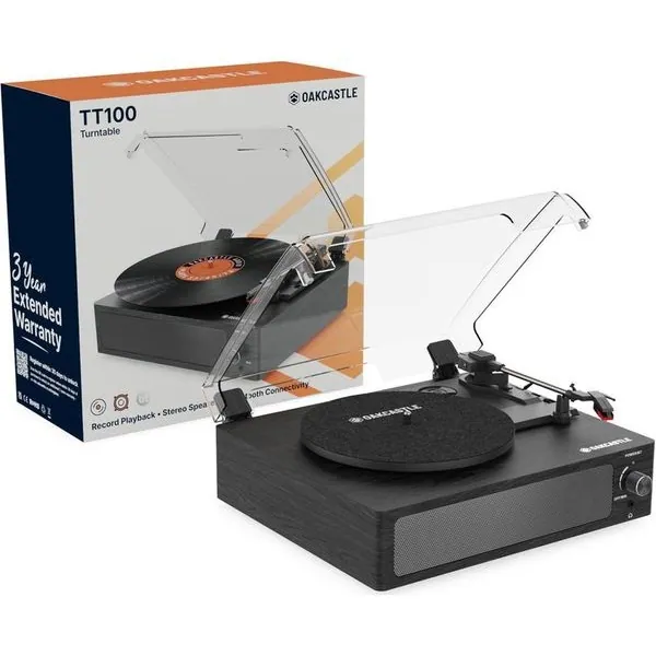 Oakcastle Lemezjátszó - TT100 (33/45/78 RPM, Bluetooth 5.0, RCA, AUX, hangszóró) – 2. kép