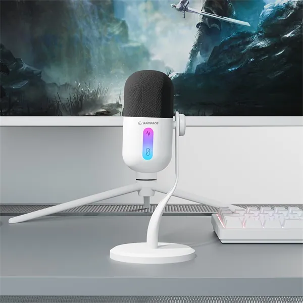 Rampage Mikrofon - ARPEJ (állvány, RGB, kardioid, 50 Hz–18 kHz, fehér) – 5. kép