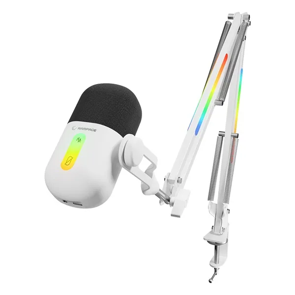 Rampage Mikrofon - ARPEJ (állvány, RGB, kardioid, 50 Hz–18 kHz, fehér) – 6. kép