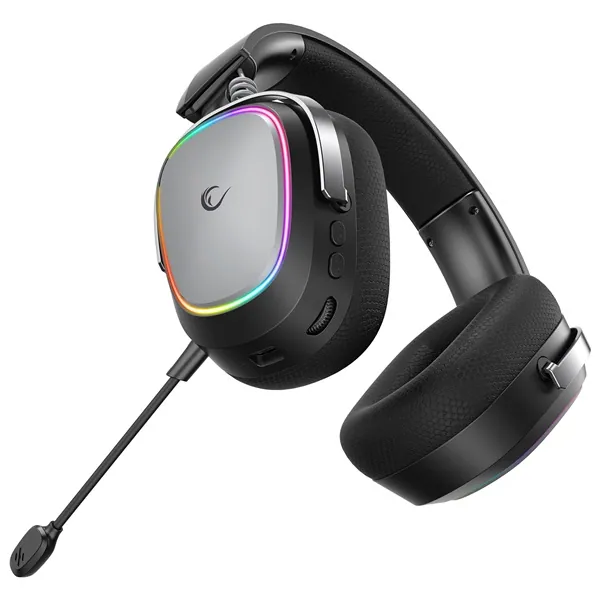 Rampage Fejhallgató - RETSU (1000mAh, Bluetooth+kábel+2,4Ghz, mikrofon, hangerőszabályzó, nagy-párnás, RGB, fekete) – 2. kép