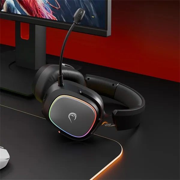 Rampage Fejhallgató - RETSU (1000mAh, Bluetooth+kábel+2,4Ghz, mikrofon, hangerőszabályzó, nagy-párnás, RGB, fekete) – 7. kép