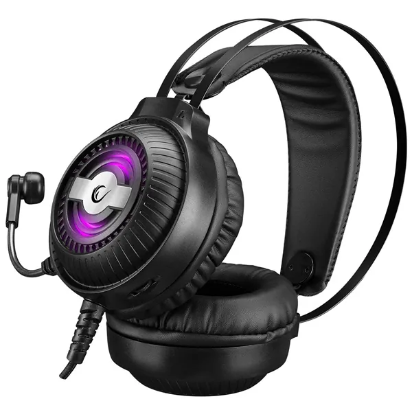 Rampage Fejhallgató - RM-K29 THUNDER (mikrofon, 3,5 mm Jack, hangerőszabályzó, nagy-párnás, fekete, RGB LED) – 4. kép
