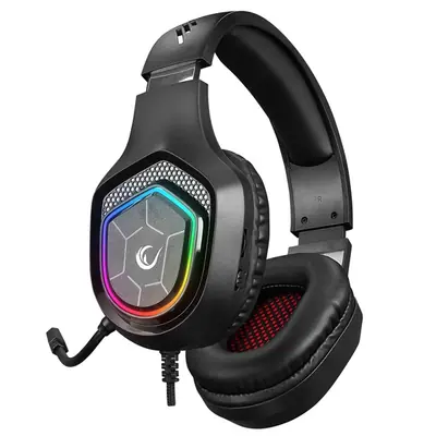 Rampage Fejhallgató - RM-K90 VECTOR (mikrofon, USB, 3,5 Jack, hangerőszabályzó, nagy-párnás, fekete) – 2. kép