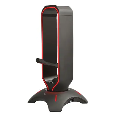 Rampage Fejhallgató állvány - RM-H66 GUARD (fekete, műanyag, USB HUB, Egérkábel tartó, RGB) – 2. kép