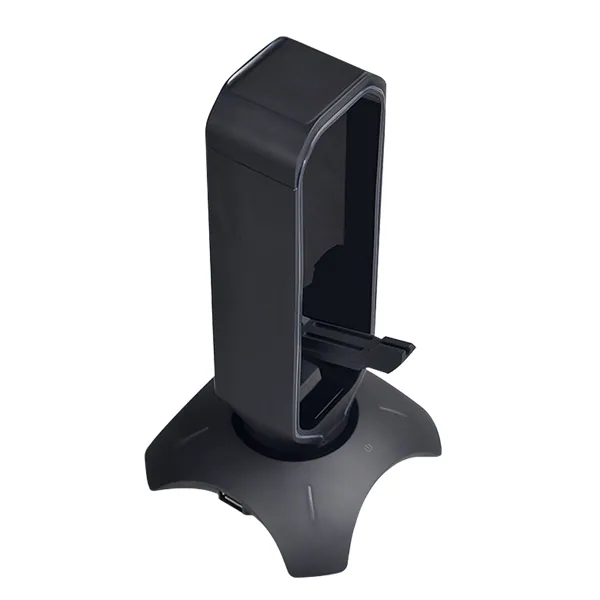 Rampage Fejhallgató állvány - RM-H66 GUARD (fekete, műanyag, USB HUB, Egérkábel tartó, RGB) – 3. kép