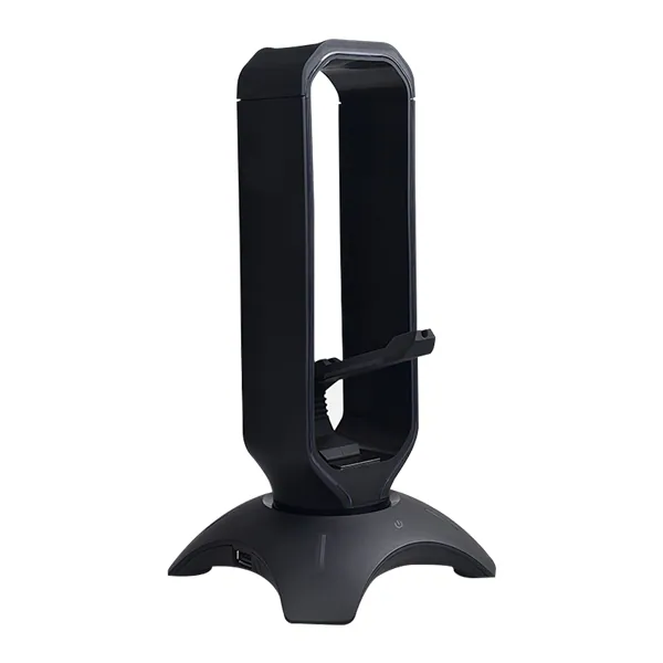 Rampage Fejhallgató állvány - RM-H66 GUARD (fekete, műanyag, USB HUB, Egérkábel tartó, RGB) – 6. kép