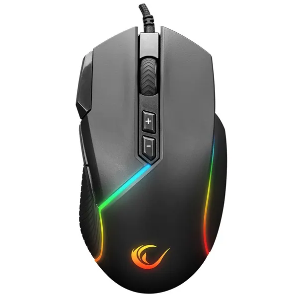 Rampage Egér Gamer - SMX-G39 COMFORT (7200DPI, 8 gomb, makro, RGB LED, harisnyázott kábel, fekete) – 2. kép