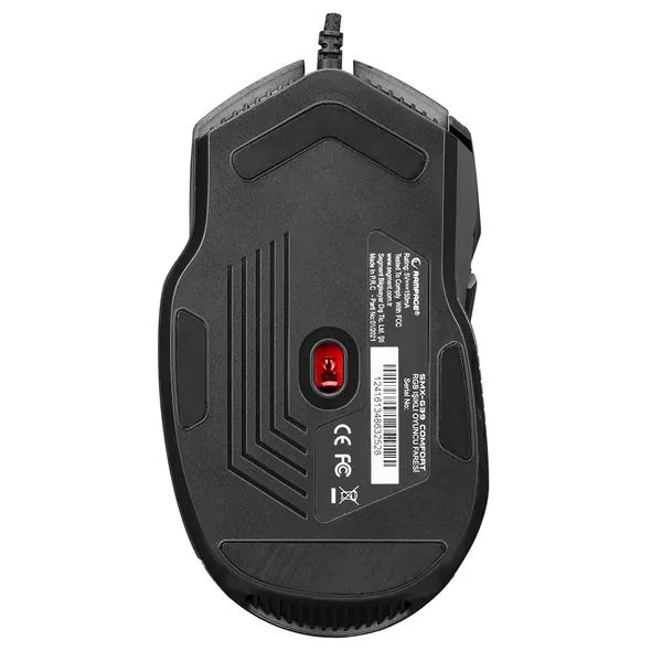 Rampage Egér Gamer - SMX-G39 COMFORT (7200DPI, 8 gomb, makro, RGB LED, harisnyázott kábel, fekete) – 7. kép