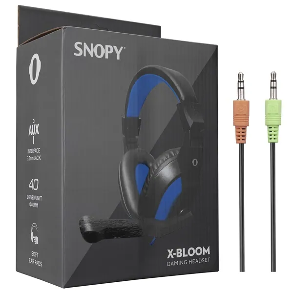 Snopy Fejhallgató - SN-633 Blue (mikrofon, 3.5mm jack, hangerőszabályzó, nagy-párnás, 1.8m kábel, fekete-kék) – 5. kép
