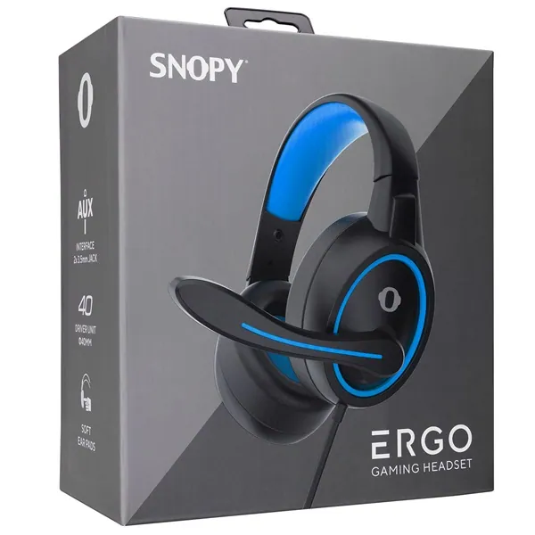Snopy Fejhallgató - SN-GX1 ERGO Blue (mikrofon, 3.5mm jack, hangerőszabályzó, nagy-párnás, 2.2m kábel, fekete-kék) – 8. kép