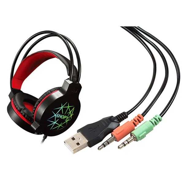 Snopy Fejhallgató - SN-GX7 CRAZY (2.0, mikrofon, USB+3,5mm jack, hang.szab., nagy-párnás, 2m kábel, fekete) – 4. kép