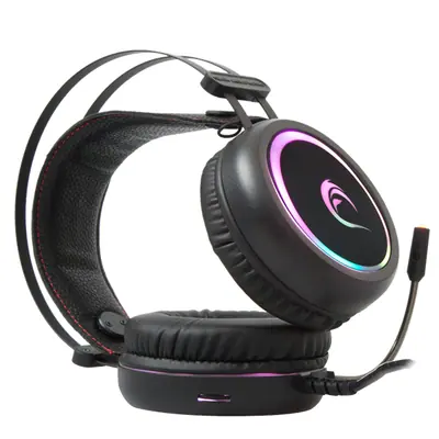 Rampage Fejhallgató - STORMY RGB (7.1, mikrofon, USB, hangerőszabályzó, nagy-párnás, 2m kábel, fekete) – 2. kép