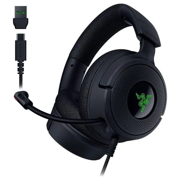 Razer Fejhallgató - Kraken V4 X (USB, mikrofon, hangerőszabályzó, 1,8m kábel, fekete) – 2. kép