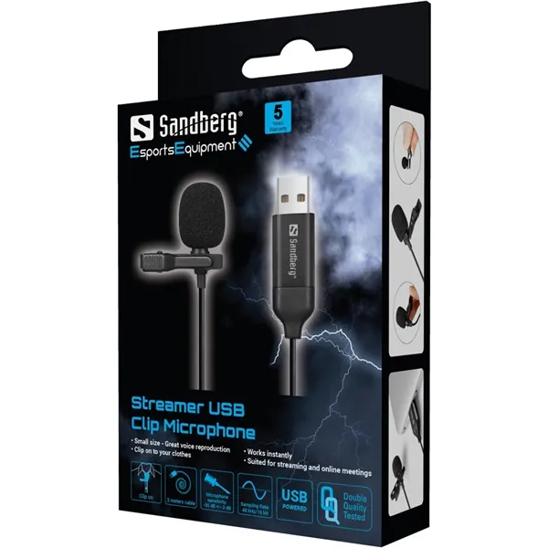 Sandberg Mikrofon - Streamer USB Clip Microphone – 4. kép