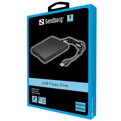 Sandberg FDD Külső - USB Floppy Mini olvasó (Retail; USB; USB tápellátás; 3,5" 1.44 lemezhez; fekete) – 2. kép
