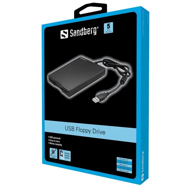 Sandberg FDD Külső - USB Floppy Mini olvasó (Retail; USB; USB tápellátás; 3,5" 1.44 lemezhez; fekete) – 2. kép