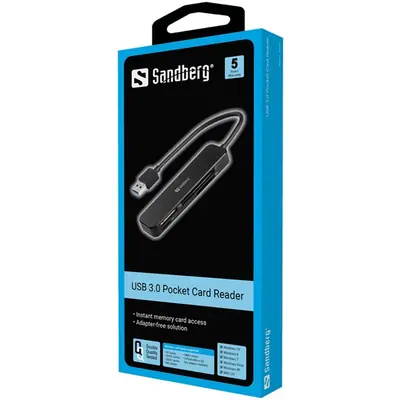 Sandberg Kártyaolvasó - USB 3.0 Pocket Card Reader (USB-A 3.0, SD/SDHC/SDXC/MS/MMC/T-Flash/MicroSD) – 2. kép