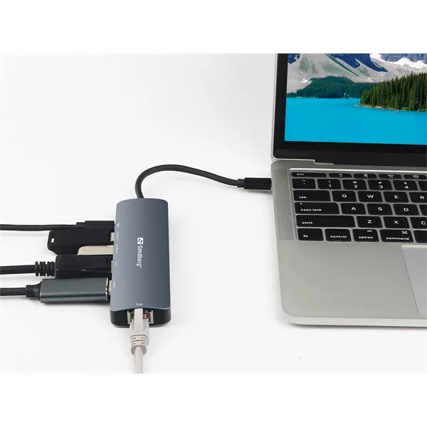 Sandberg Notebook Dokkoló - USB-C 8K Display Dock (Bemenet: USB-C; Kimenet: HDMI+DP+2xUSB-A3.0+USB-C+RJ45; 8K/30Hz) – 3. kép