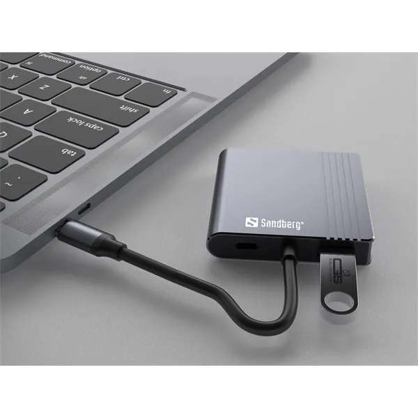 Sandberg Notebook Dokkoló - USB-C Dock 2xHDMI+USB+PD (Bemenet: USB-C; Kimenet: 2xHDMI+USB-A3.0+USB-C) – 6. kép