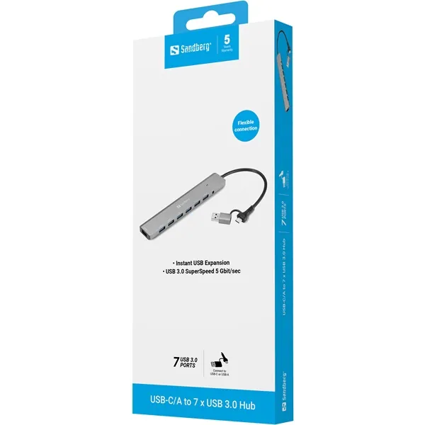 Sandberg USB Hub - USB-C/A to 7 x USB 3.0 Hub – 3. kép
