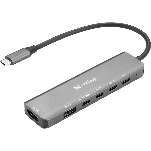 Sandberg Notebook Dokkoló - USB-C 6-in-1 MediaDock