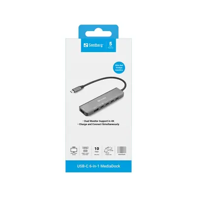 Sandberg Notebook Dokkoló - USB-C 6-in-1 MediaDock – 2. kép